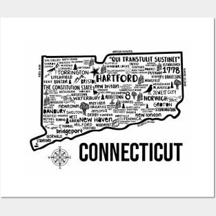 Connecticut Map Posters and Art